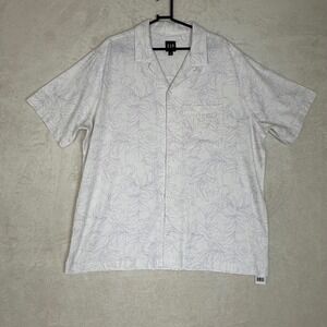GAP NWT Mens Floral Print Short Sleeve Button Up Shirt XL Linen Blend Shirt